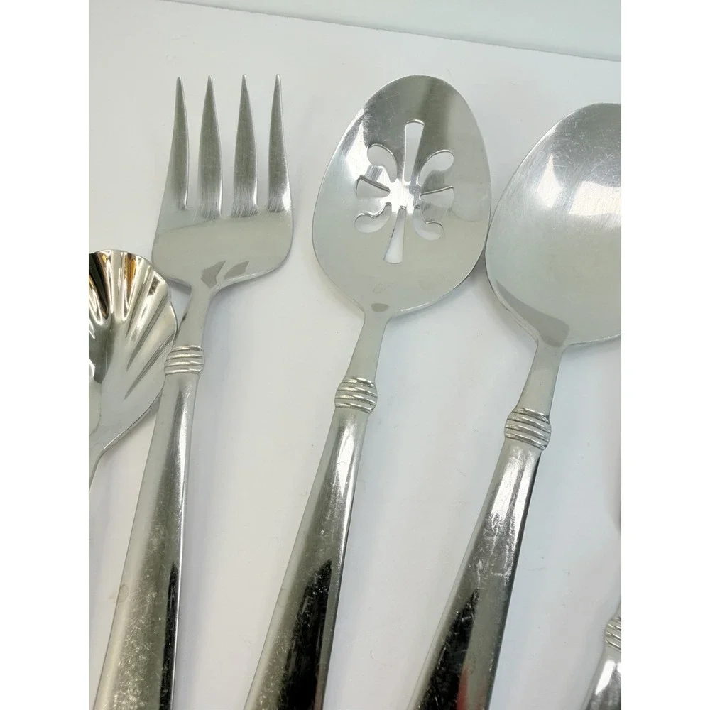 Wallace Napoli Glossy Stainless Set Of 5 Serving Spoon Fork Sugar Butter Knife